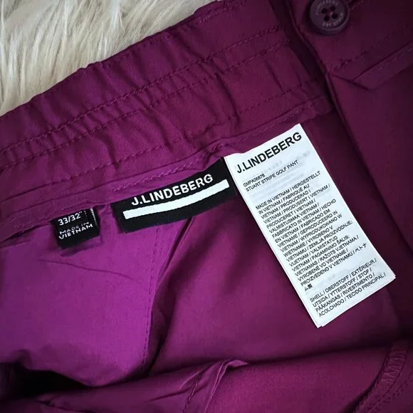 J. Lindeberg Stuart Men's 33x32 Side Stripe Golf Pant GMPA06876 Q266 Purple NEW - Picture 11 of 12